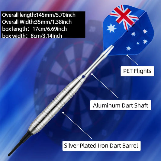 3pcs 16g Silver-Plated Iron Darts with Aluminum Shaft