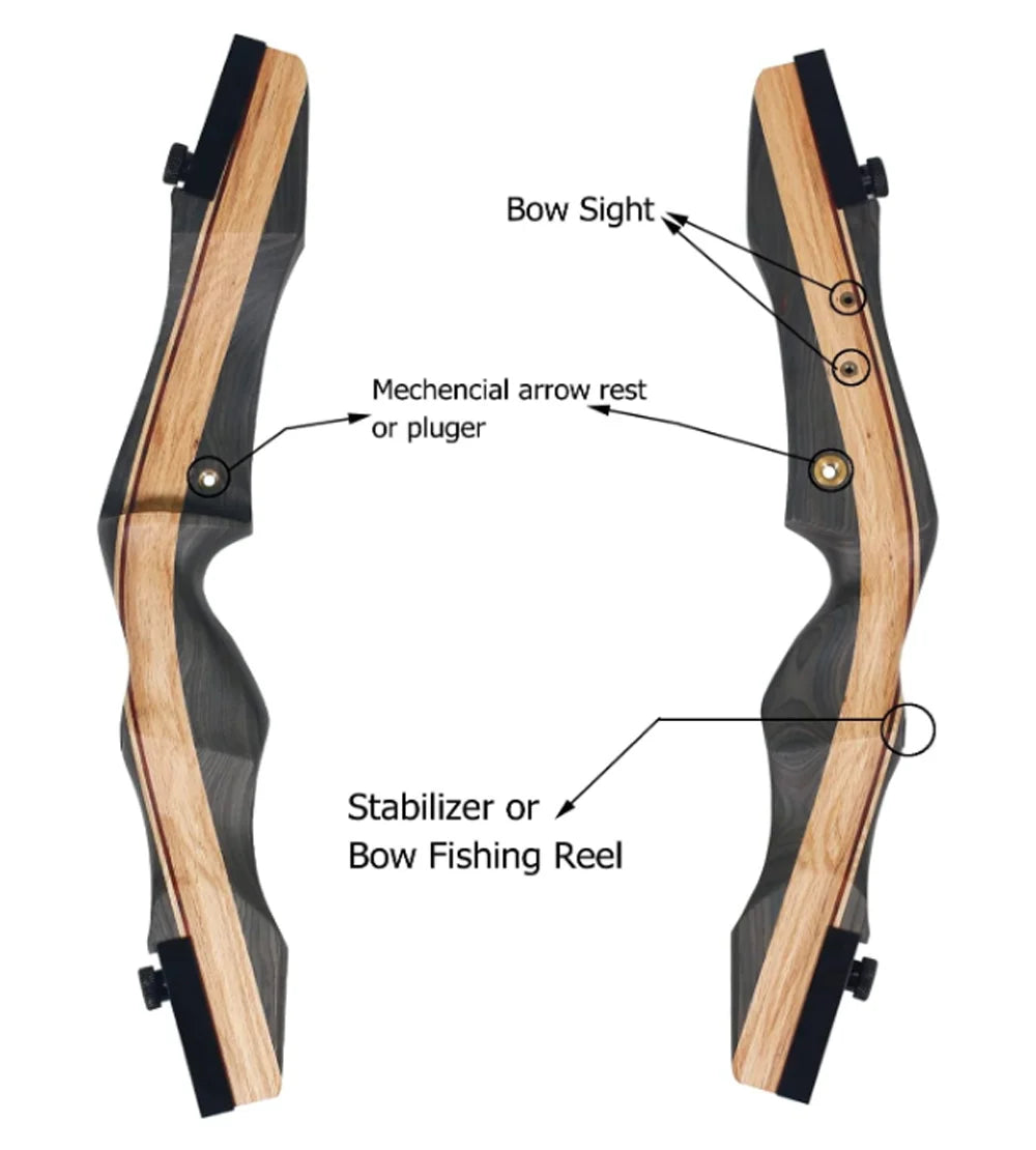 62" Wooden Takedown Recurve Bow Set 25-50lbs Right Hand