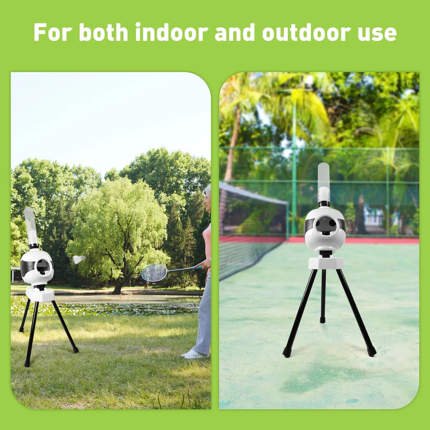 Automatic Badminton Serve Machine for Self Training, Portable Two Power Modes for Beginners Pitching for Indoor Outdoor use