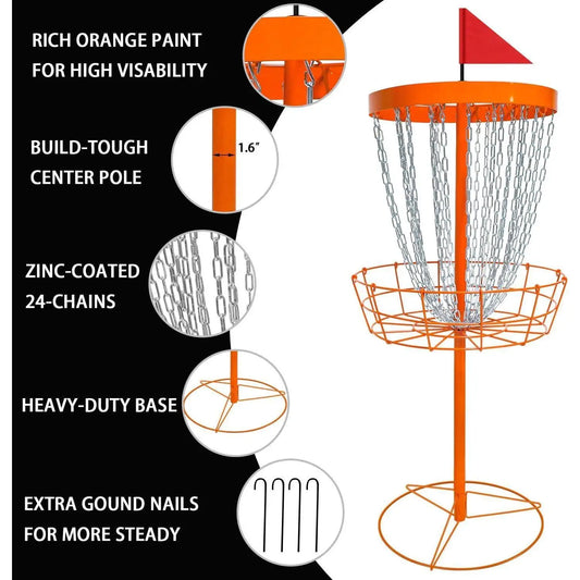Disc Golf Basket with Discs |