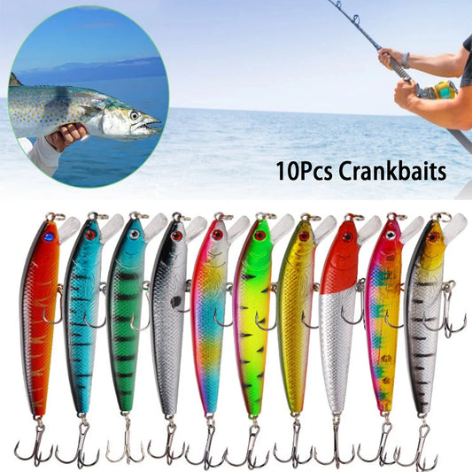 10 Pcs Plastic Sinking Minnow Fishing Lure