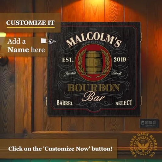 Personalized Dartboard and Cabinet Set with 6 Steel Tip Darts