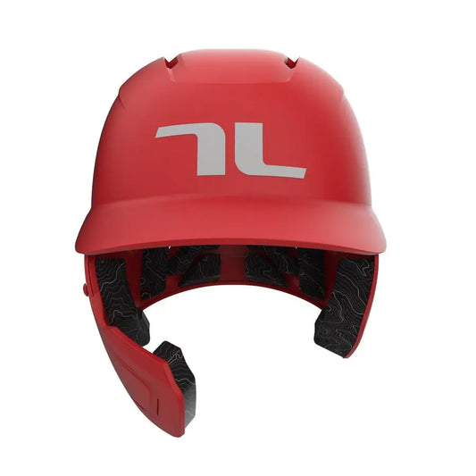 Batting Helmet with Jaw Flap, S M, Matte Scarlet, Left Handed Hitter