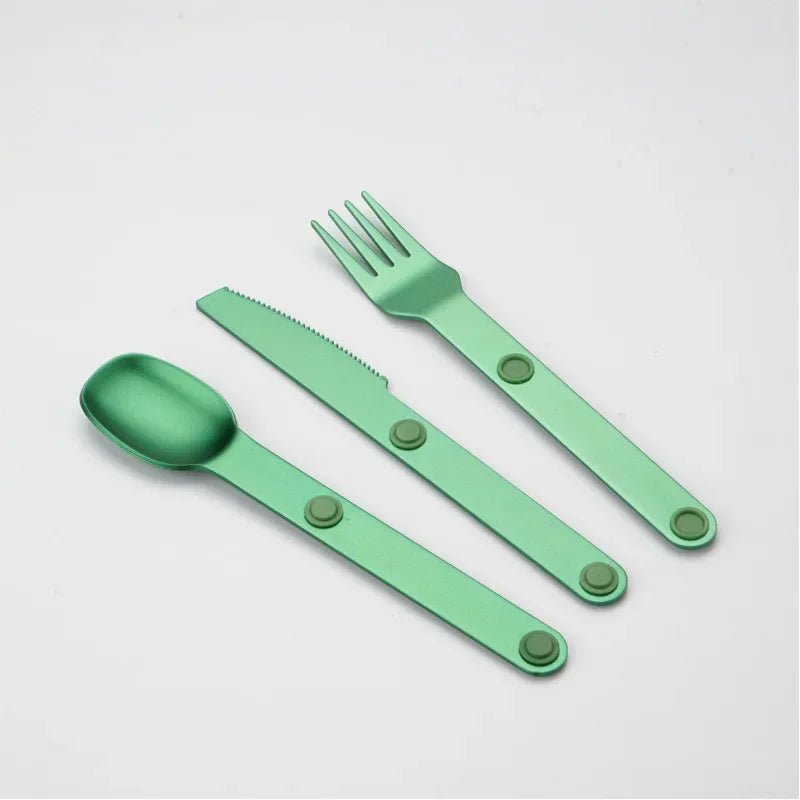 3-In-1 Camping Utensils Set Hot Sale Connect Magnetic Cutter Fork Spoon Flatware Camping Cutlery Travel Carry Kits Parts