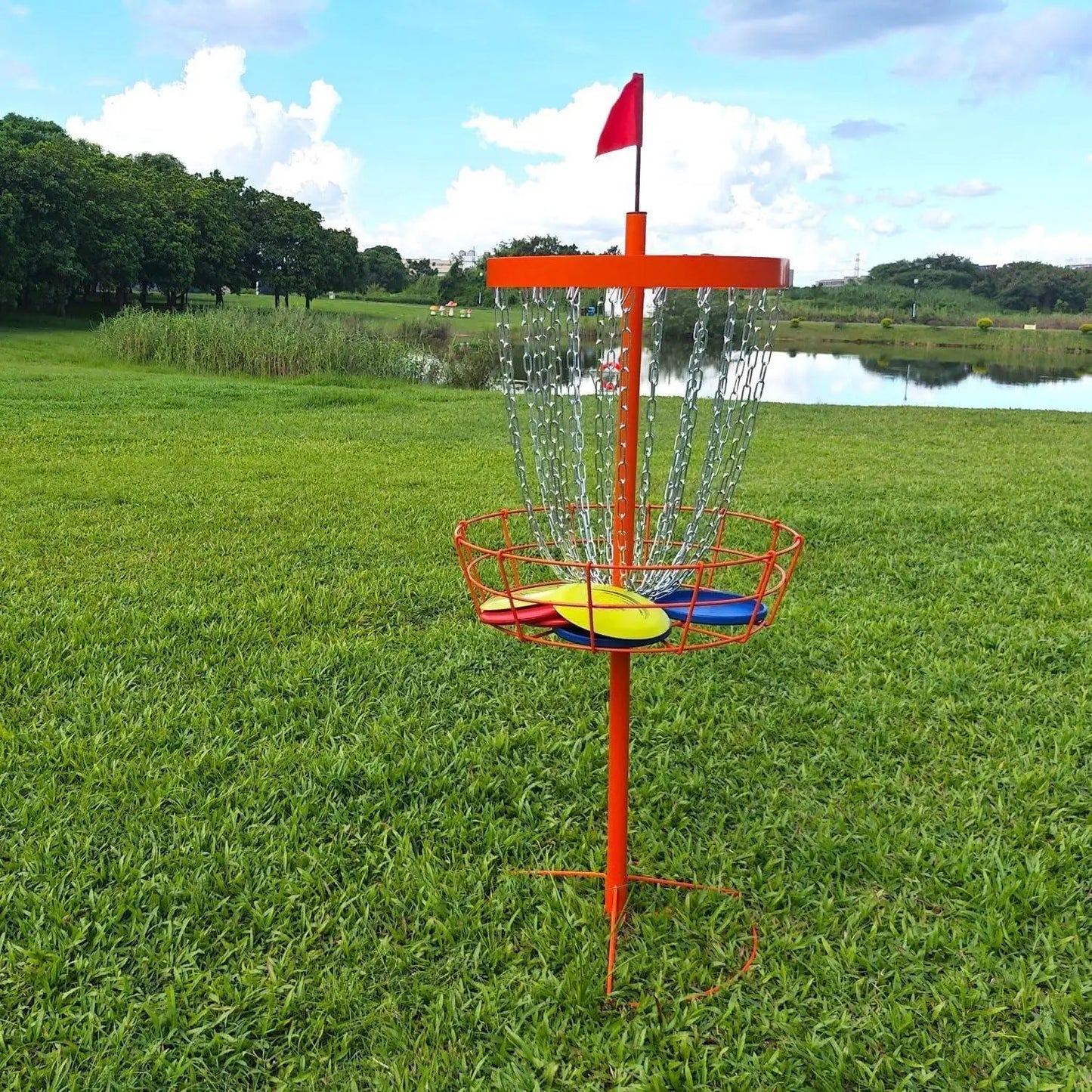 Disc Golf Basket with Discs |