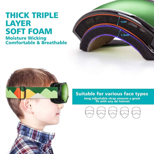 Kids Ski Goggles, Snowboard Goggles , Youth Snow Goggles