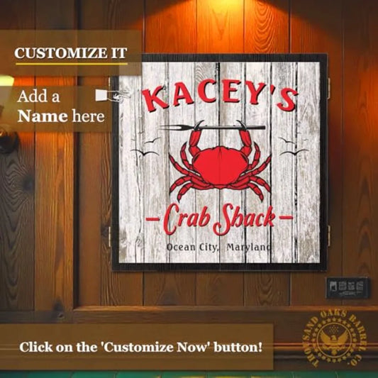 Personalized Dartboard and Cabinet Set with 6 Steel Tip Darts