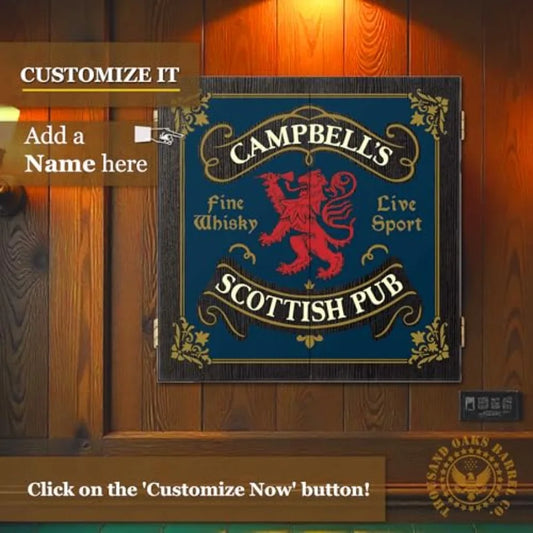 Personalized Dartboard and Cabinet Set with 6 Steel Tip Darts