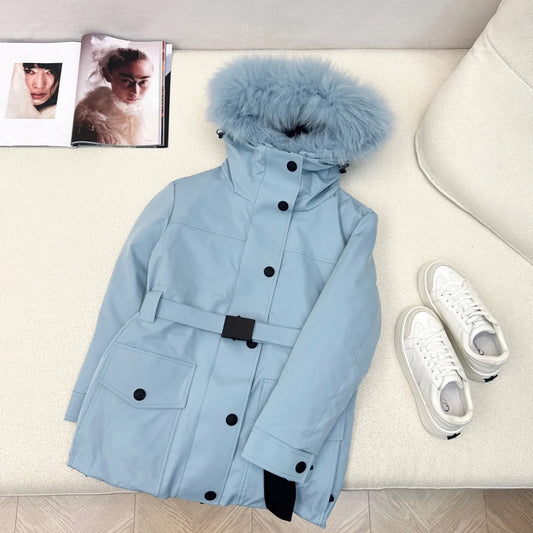 Fox Fur hooded women's winter ski suit