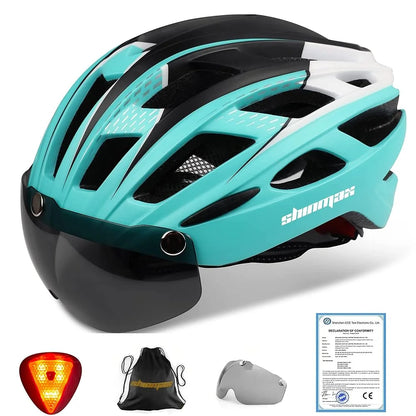 Male and female bicycle helmets