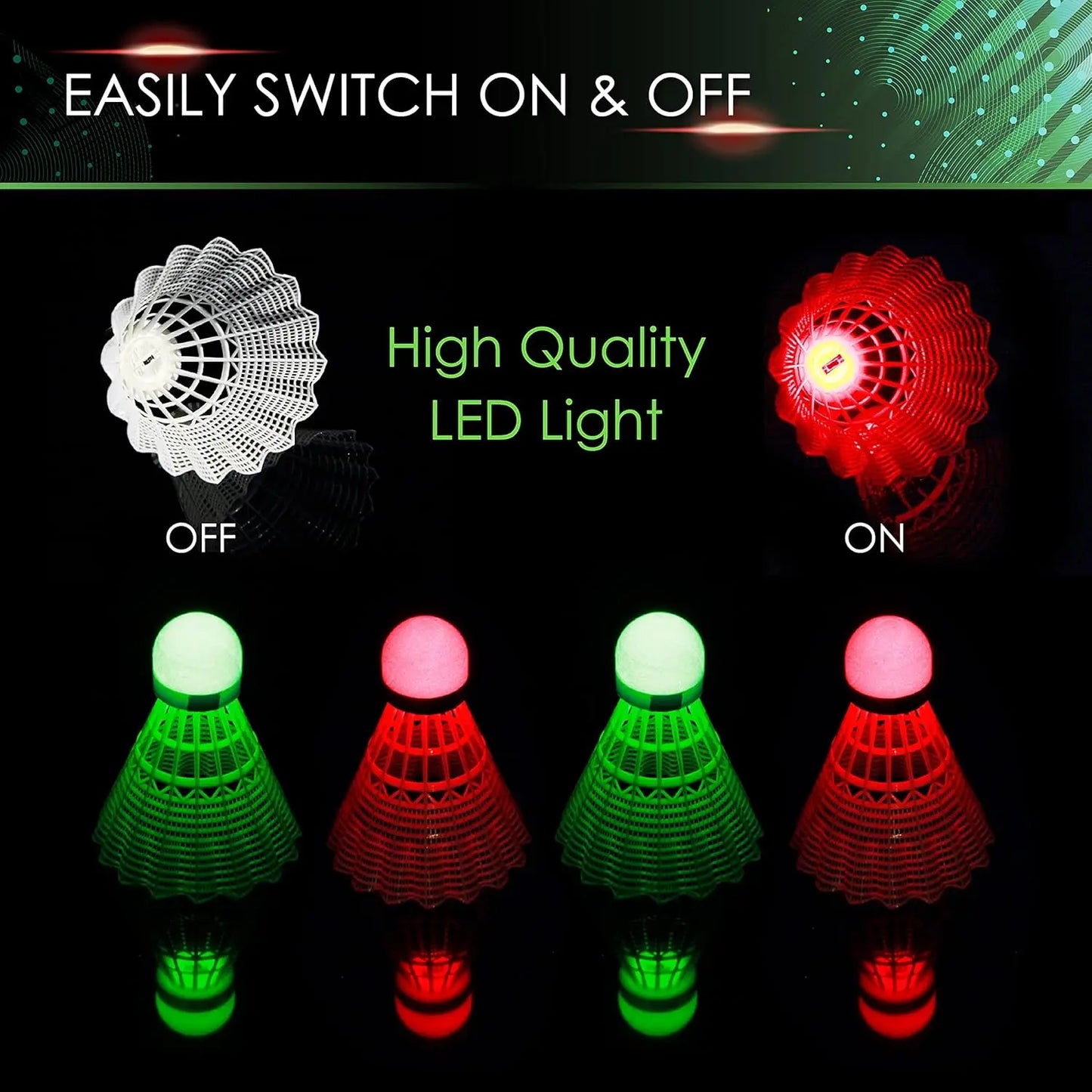 Glow in Dark Badminton Shuttlecocks