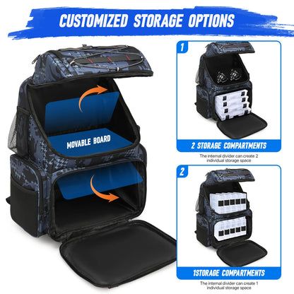 Fishing Backpack 45L Cooler Fishing Tackle Storage Bag with Rod Holders & Rain Cover