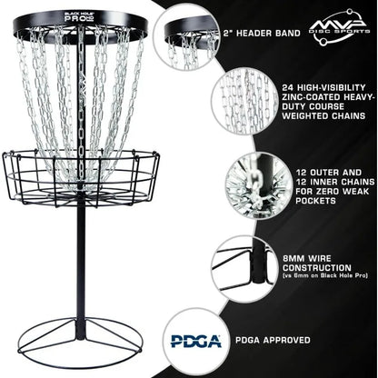 Black Hole Pro HD 24-Chain Portable Disc Golf Basket Target