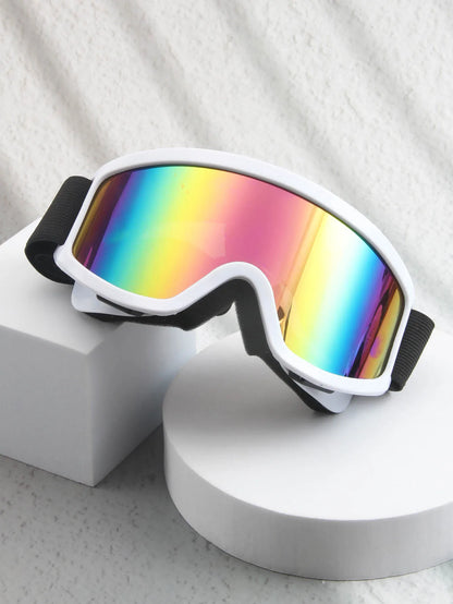 Large frame ski goggles with colored lenses