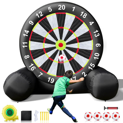 10.8ft Giant Outdoor Inflatable Soccer Darts Board with Soccer Balls & Blower