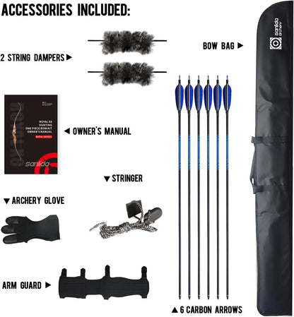 60" Traditional Wooden Hunting Longbow