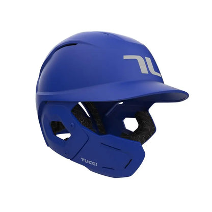 Potenza Batting Helmet with Jaw Flap, L XL, Matte True Royal Blue, LeftHanded Hitter