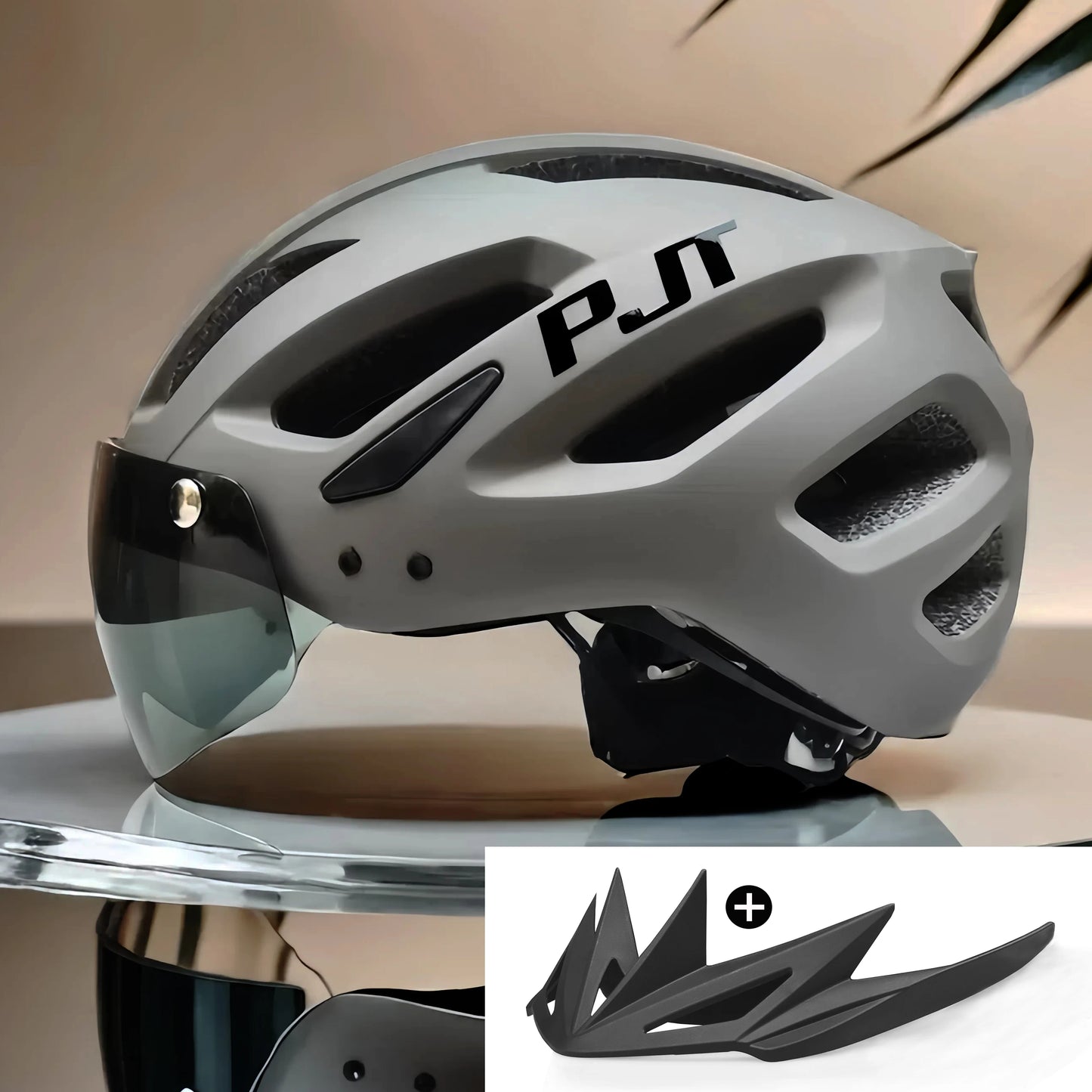 Sun Visor Goggle Men Bicycle Helmet with USB Rechargeable LED Taillight