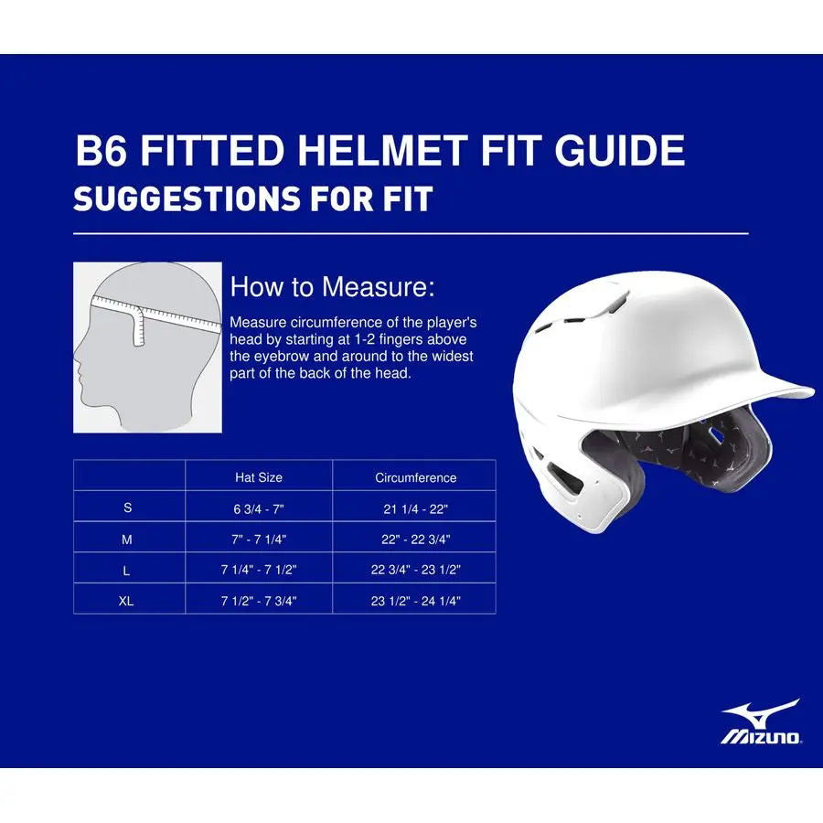 B6 Fitted Adult Baseball Batting Helmet