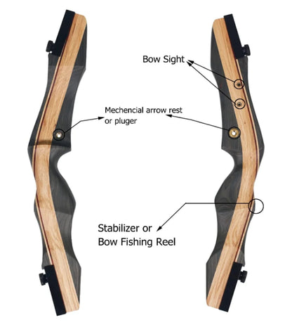 62" Wooden Takedown Recurve Bow Set 25-50lbs Right Hand