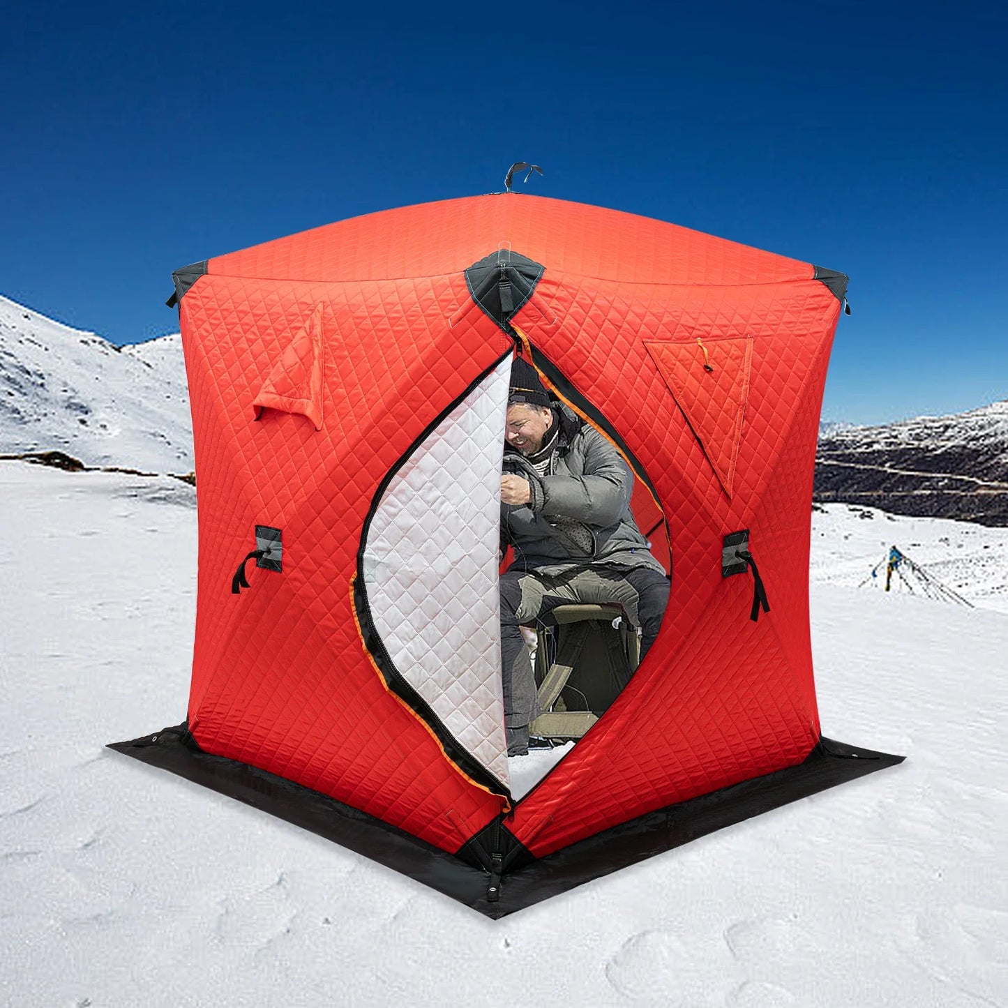 Portable Ice Fishing Tent 210D Oxford Cloth,Fiberglass-Durable,Spacious,Weather-Resistant,Easy To Set Up,Thermal Fishing Shelter