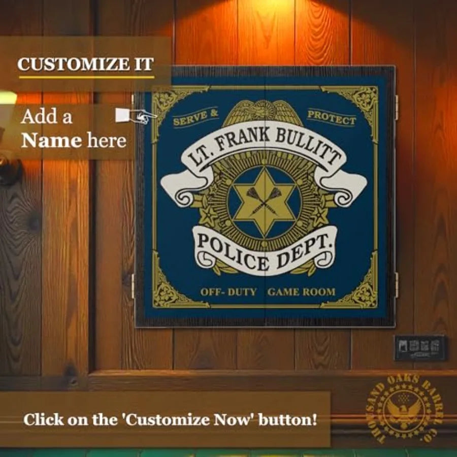 Personalized Dartboard and Cabinet Set with 6 Steel Tip Darts