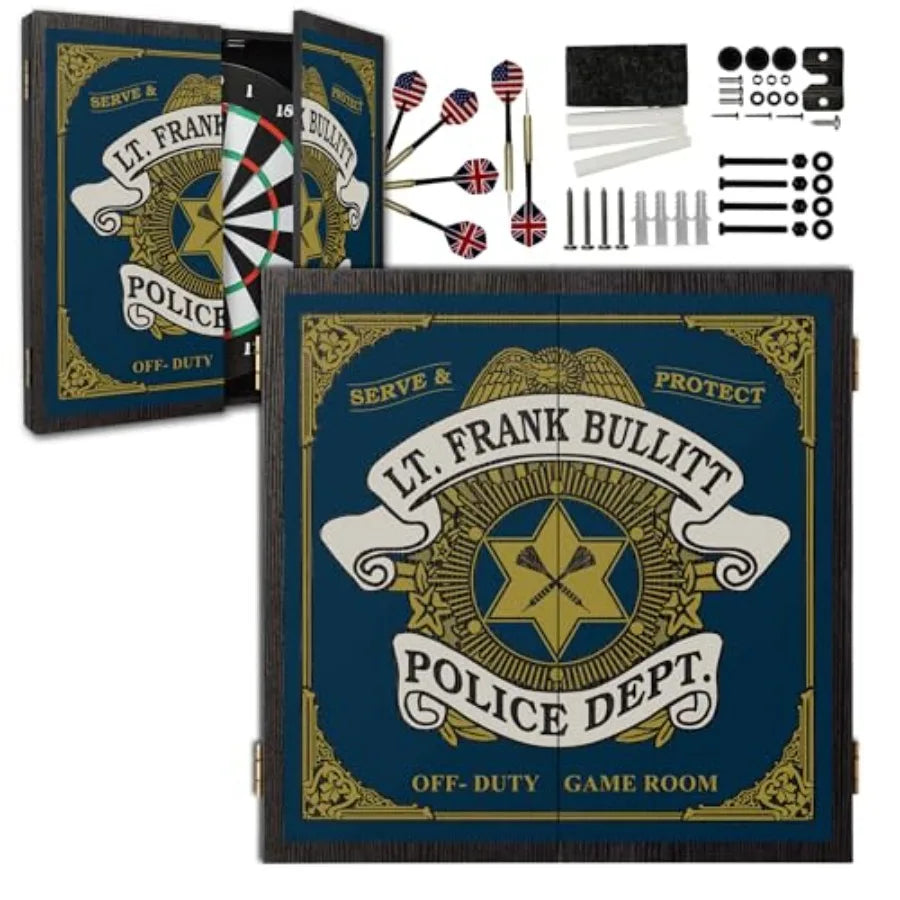 Personalized Dartboard and Cabinet Set with 6 Steel Tip Darts