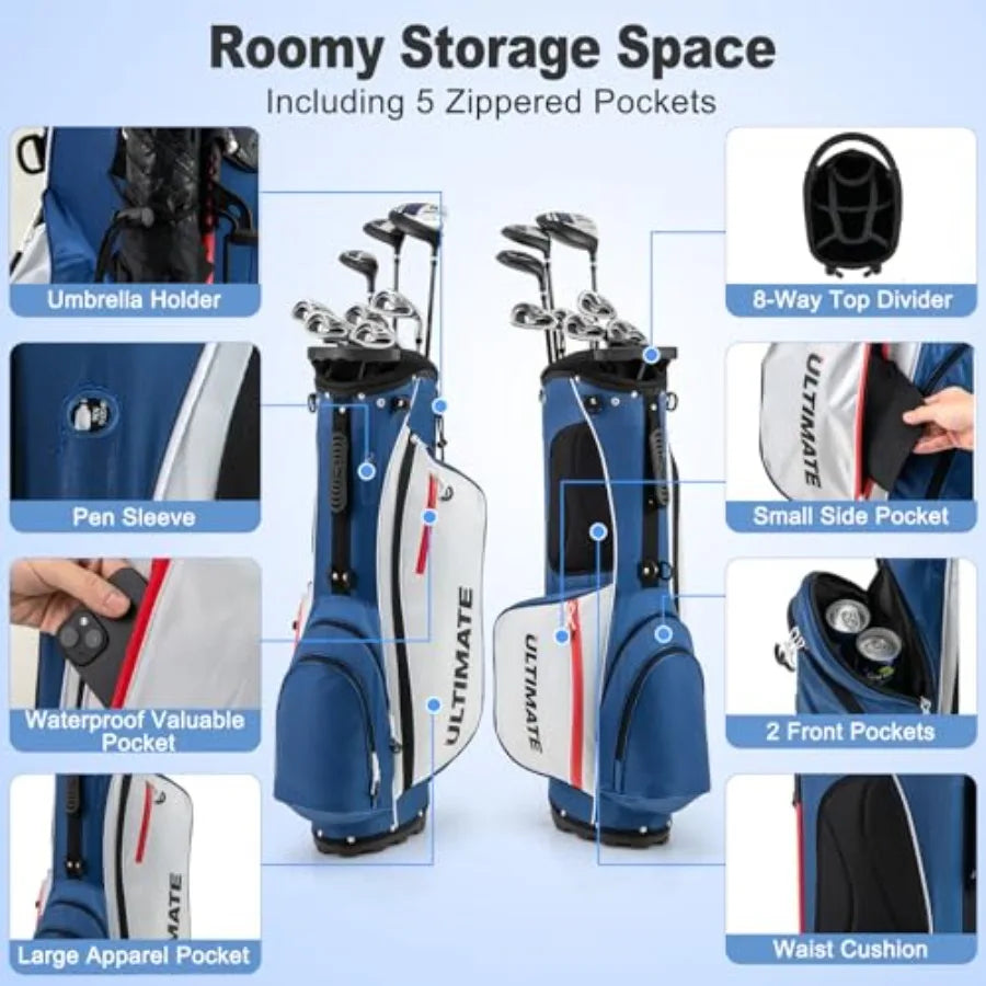 Men's Complete Golf Clubs Set with 460CC Driver Fairway Wood Hybrid Irons Putter Portable Regular Golf Club Pack