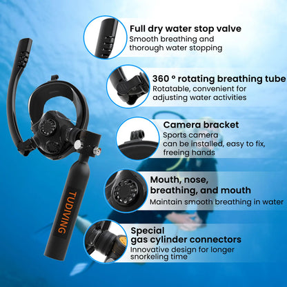 0.5L Mini Scuba Diving Tank With Mask