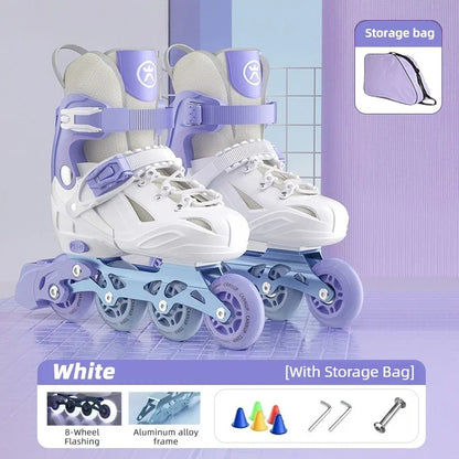 Adjustable Kids Inline Skate Light Up Wheels Beginner Roller Blades for Boy/ Girl