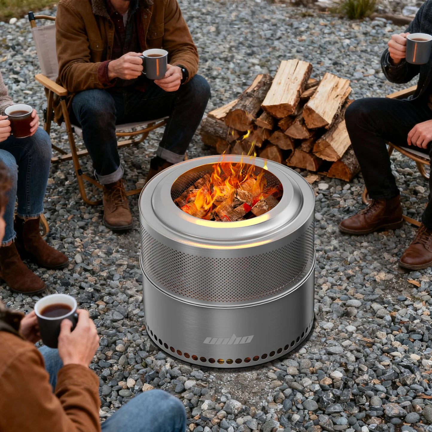 Wood Burning Firepit with Carry Bag,