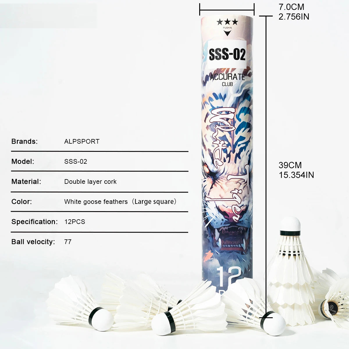 ALP 806 Badminton Shuttlecocks 12Pcs Black Goose Feather Badminton Balls for Training Badminton Sports 77 76 Speed Shuttlecock