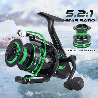 Ice Fishing Rod Reel Combo ,Carbon Fiber ICE Rod and 5.2:1 Speed Gear Ratio Spinning Reel