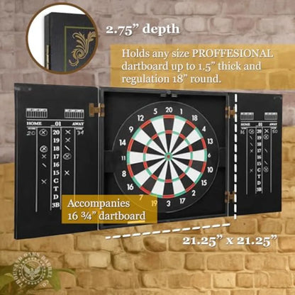 Personalized Dartboard and Cabinet Set with 6 Steel Tip Darts f