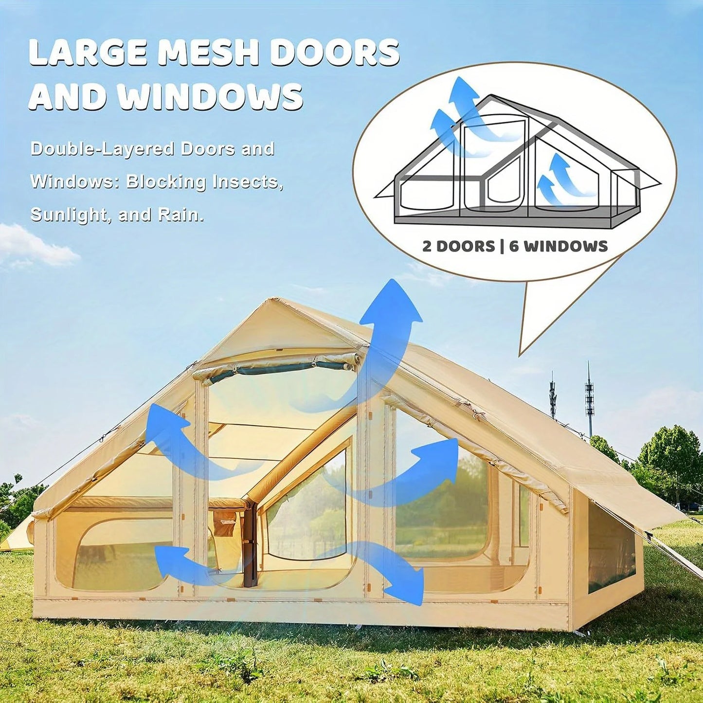 Inflatable tent camping for 1-6 people