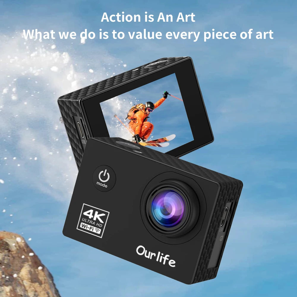 Action Camera Ultra HD 4K30FPS 16.0MP Wi-Fi 2.0" Screen