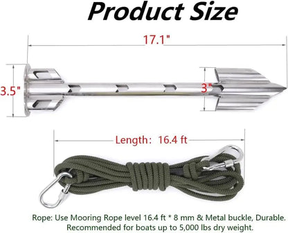 17'' Stainless Steel Boat Anchor, Kayak Anchor Jet Ski Anchor PWC Anchor Shallow Water