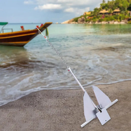 13LB Boat Anchor Kit – 6.6ft Galvanized Steel Chain & 98ft Rope,