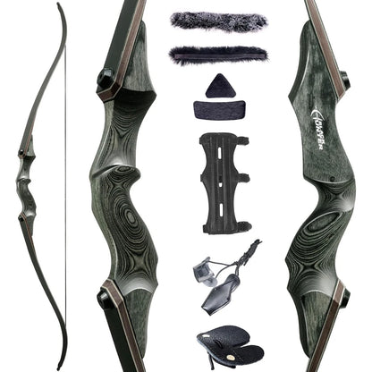 60 Inch Archery Takedown Recurve Bow Set 25-60lbs Right Hand Left Hand