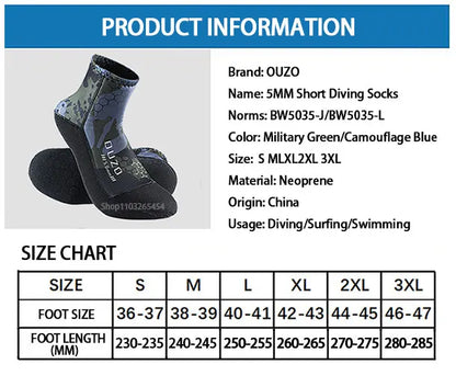 5mm Neoprene Diving Socks