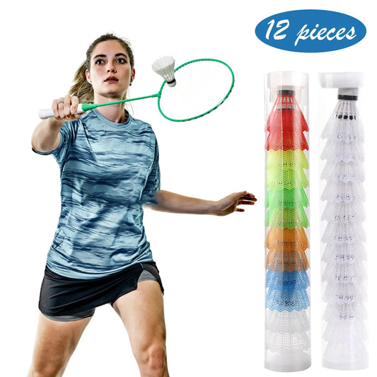 12PCS Plastic Badminton White Shuttlecocks