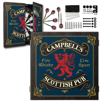 Personalized Dartboard and Cabinet Set with 6 Steel Tip Darts