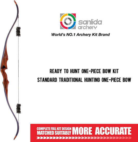 60" Traditional Wooden Hunting Longbow