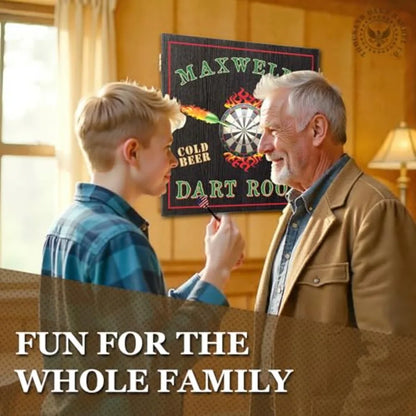 Personalized Dartboard and Cabinet Set with 6 Steel Tip Darts