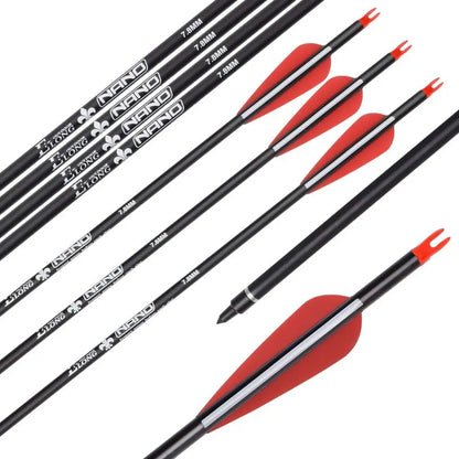 Elong 6/12PCS 26/28/30" Arrows for Compound Bows,Carbon Hunting Arrows for Archery Spine 500 with 100 Grain Screw Tips