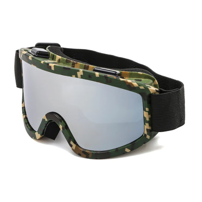 Large frame ski goggles with colored lenses
