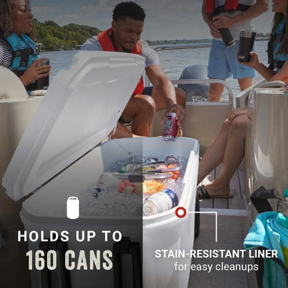Marine Cooler with Fully Insulated UV Guard Lid Body Keeps Ice for 3+ Days Great for Boating Fishing 52qt/100qt Wheeled/120qt O