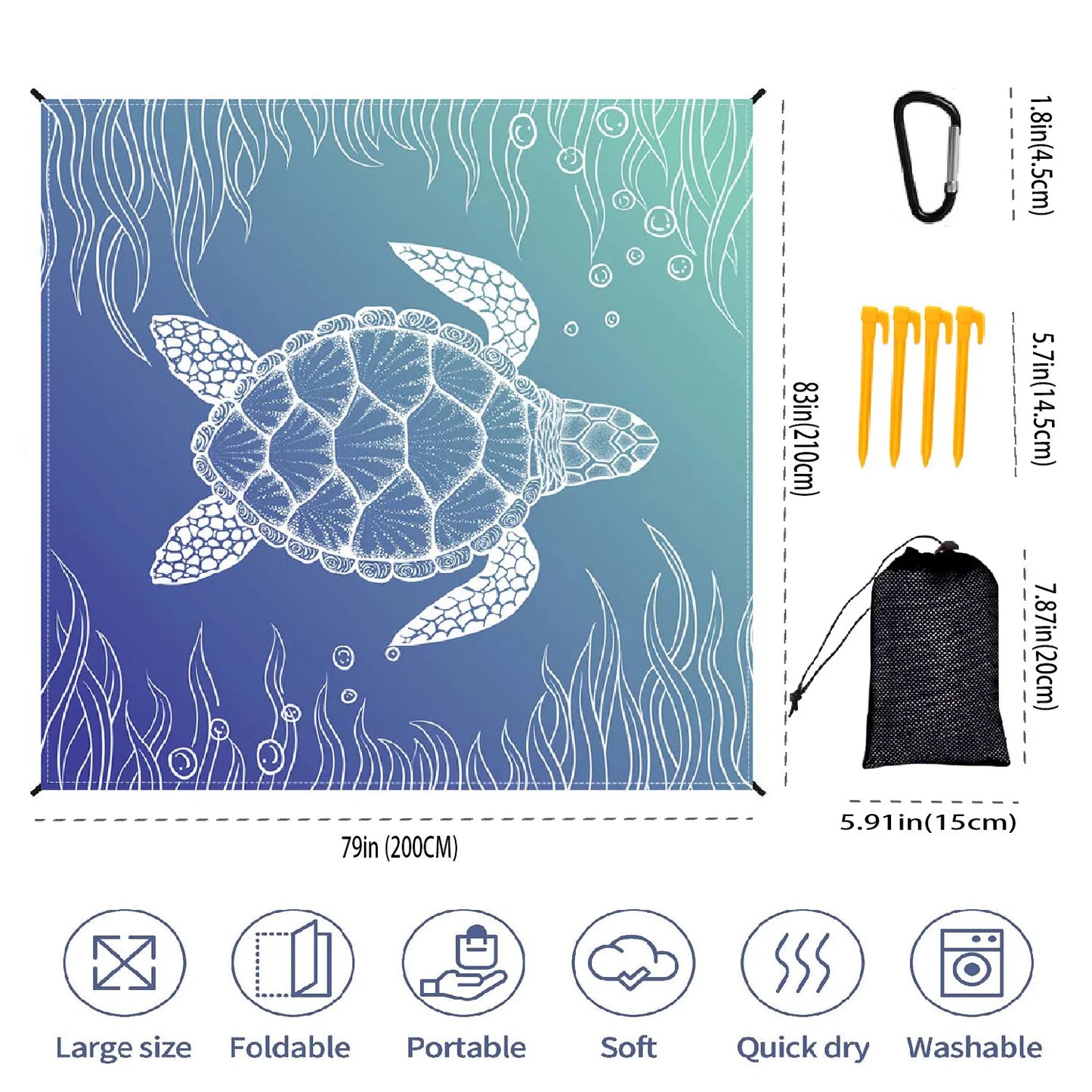 Beach Blanket Super Large 79 x 83 Inch