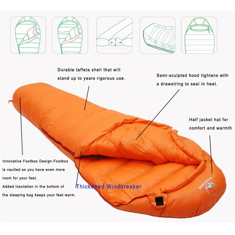 Goose Down Filled Adult Mummy Style Sleeping Bag