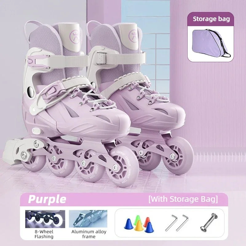 Adjustable Kids Inline Skate Light Up Wheels Beginner Roller Blades for Boy/ Girl